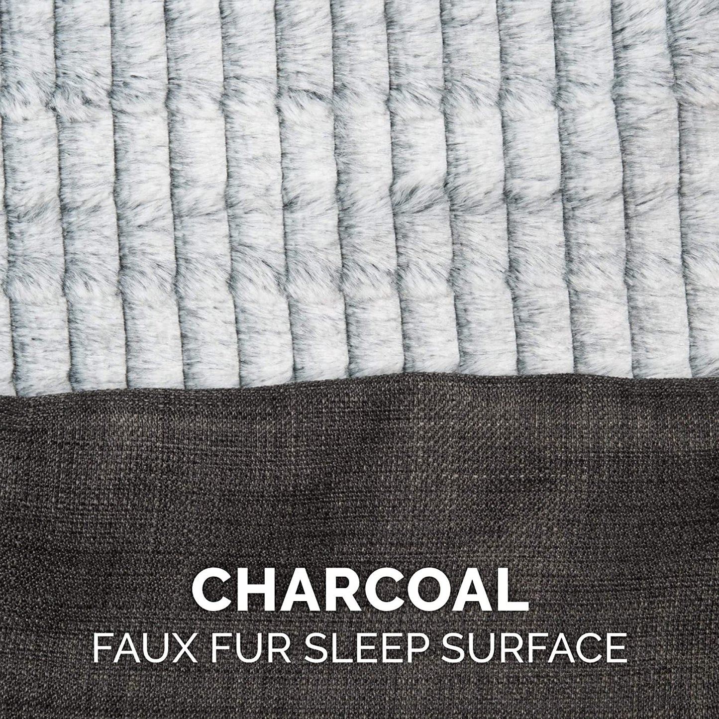 Orthopedic Dog Bed for Medium/Small Dogs W/ Removable Bolsters & Washable Cover, for Dogs up to 35 Lbs - Luxe Faux Fur & Performance Linen Sofa - Charcoal, Medium