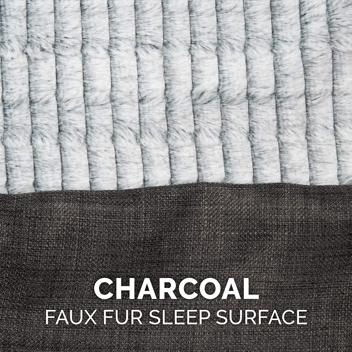 Orthopedic Dog Bed for Medium/Small Dogs W/ Removable Bolsters & Washable Cover, for Dogs up to 35 Lbs - Luxe Faux Fur & Performance Linen Sofa - Charcoal, Medium